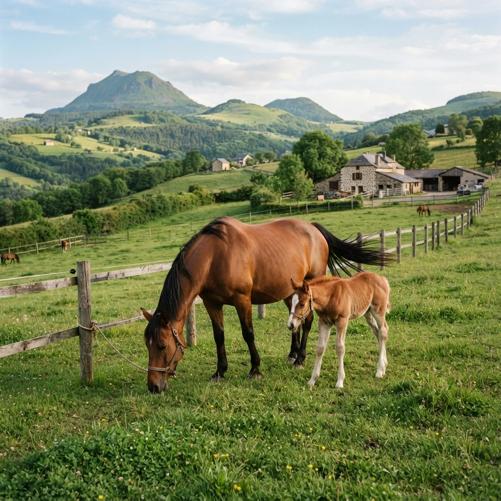Élevage de chevaux au Centre Equestre de la Maronne, Saint-Martin-Valmeroux